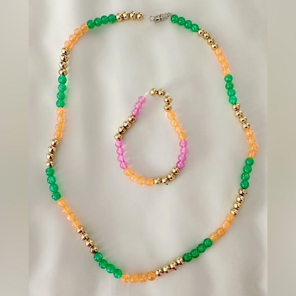 Brand new handmade beaded colorful necklace & bracelet set
